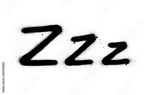 graffiti ZZZ sign sleep or bored sprayed in black over white