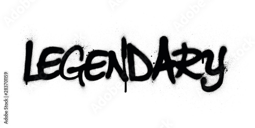 graffiti legendary word sprayed in black over white