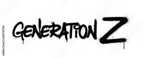 Graffiti generation Z text sprayed in black over white