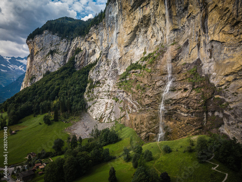 Panorama of Lauterbrunnen valley in the Bernese Alps, Switzerland. photo