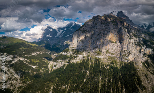 Panorama of Lauterbrunnen valley in the Bernese Alps  Switzerland.