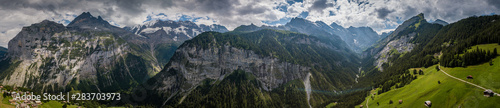 Panorama of Lauterbrunnen valley in the Bernese Alps, Switzerland. photo