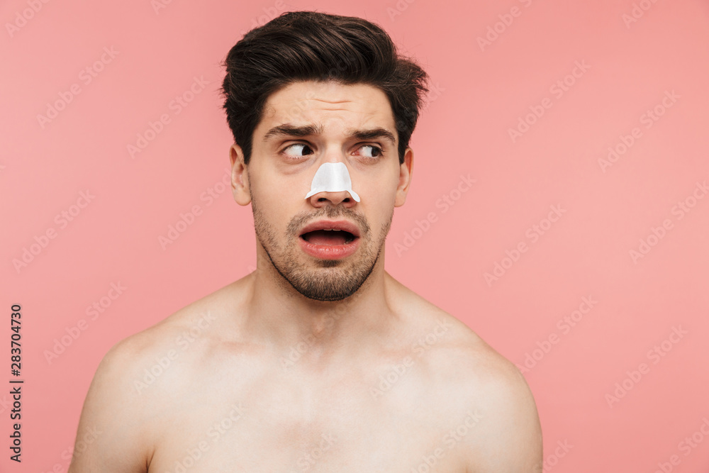 Beauty portrait of a handsome shirtless brunette man Beauty portrait of a handsome shirtless brunette man
