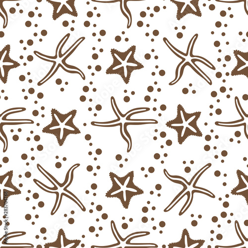 Vector seamless pattern with starfish.