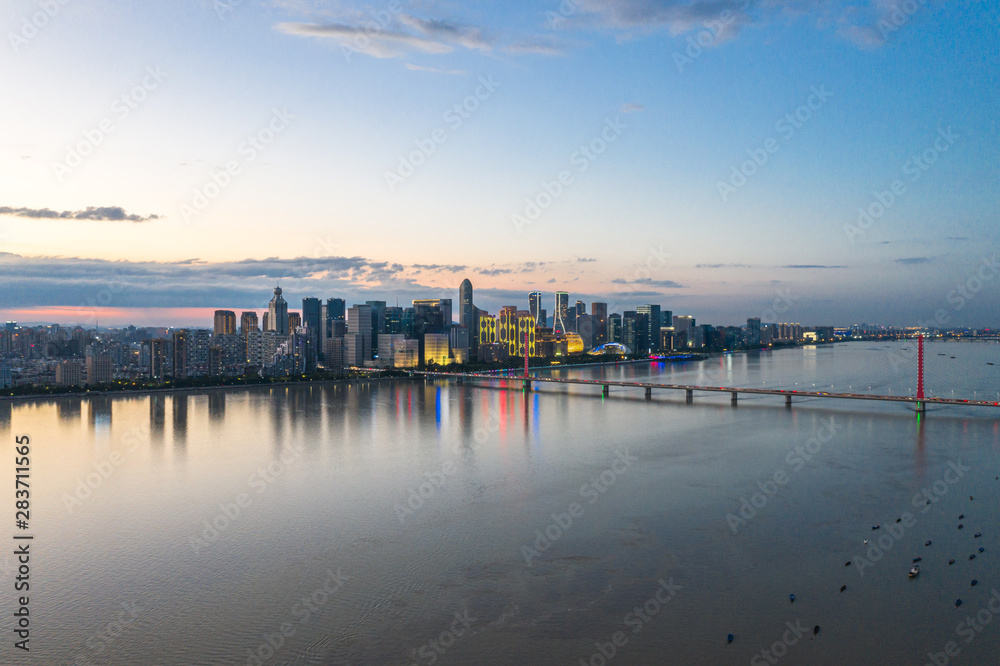 panoramic city skyline in hangzhou china