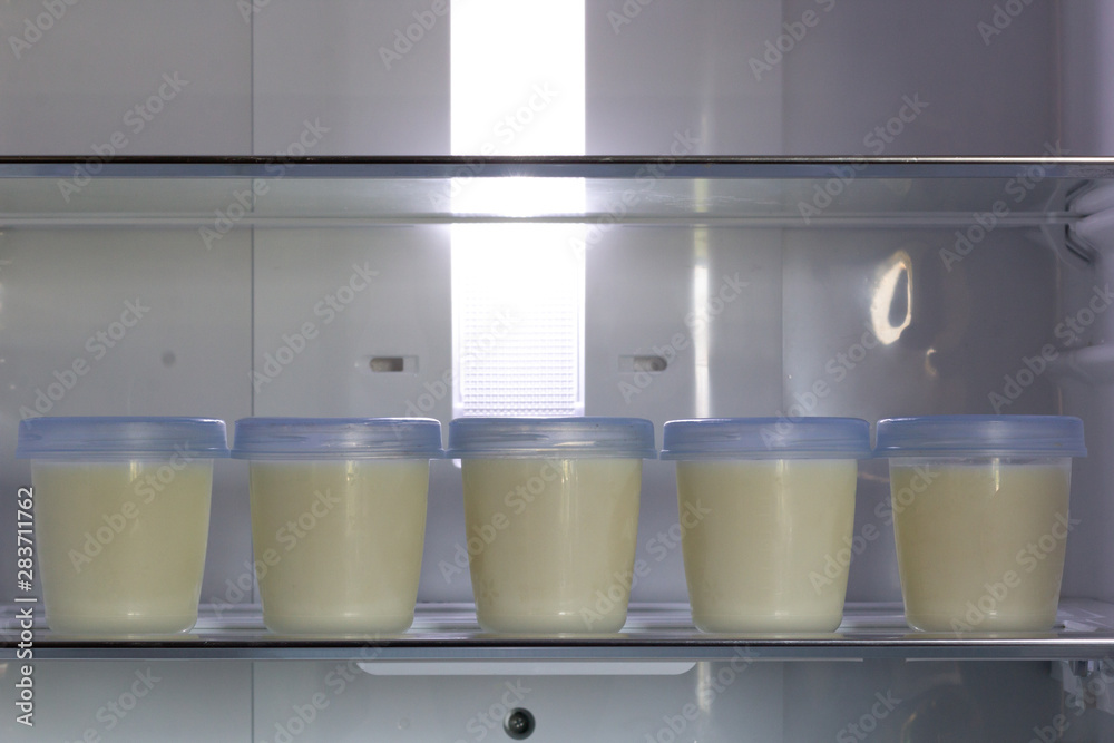Breast milk storage stored in the back of refrigerator Breast milk storage stored in the back of refrigerator