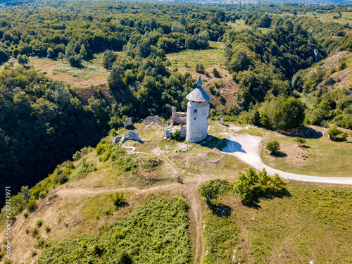 Stari grad Drežnik (The Old Fort Dreznik) is a fortification above Korana River Canyon close to Rakovica and Plitvice National Park with its waterfalls and lakes photo