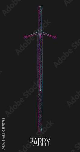 Parry abstract lines illustration. Claymore sword.