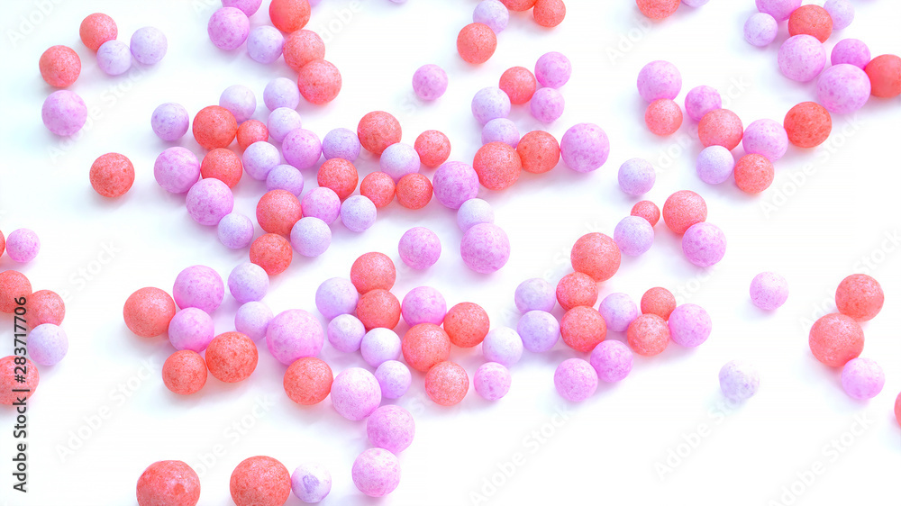 colorful foam beads isolated on white background. wallpaper
