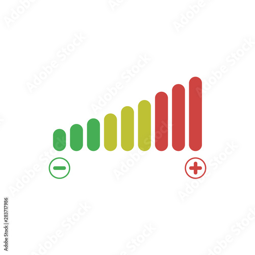 volume adjustment vector icon high medium and low negative and positive sign