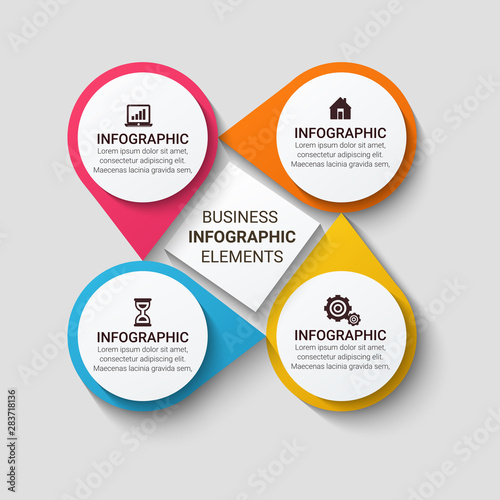 Abstract infographics number options template. Vector illustration. Business data visualization. Process chart. Abstract elements of graph, diagram with steps, options, parts or processes.