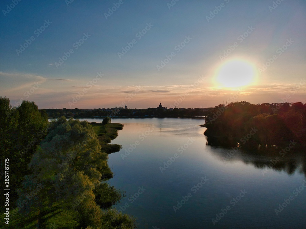 sunset over the lake