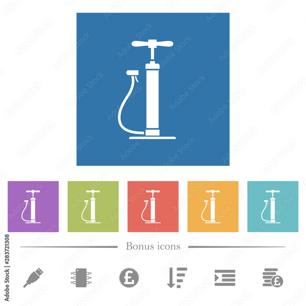 Air pump flat white icons in square backgrounds Air pump flat white icons in square backgrounds