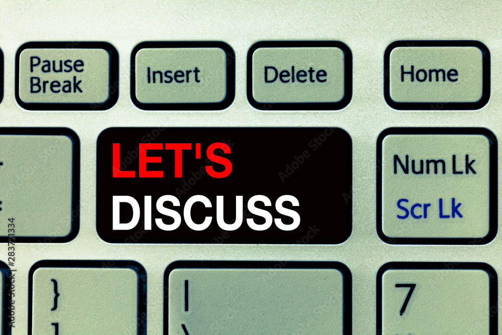 Conceptual hand writing showing Let s is Discuss. Business photo text Permit to Talk Open Up Go Over a Topic Chat Sharing. Conceptual hand writing showing Let s is Discuss. Business photo text Permit to Talk Open Up Go Over a Topic Chat Sharing.