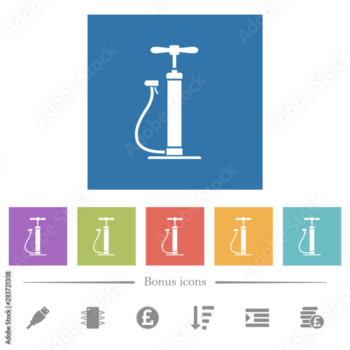Air pump flat white icons in square backgrounds photo