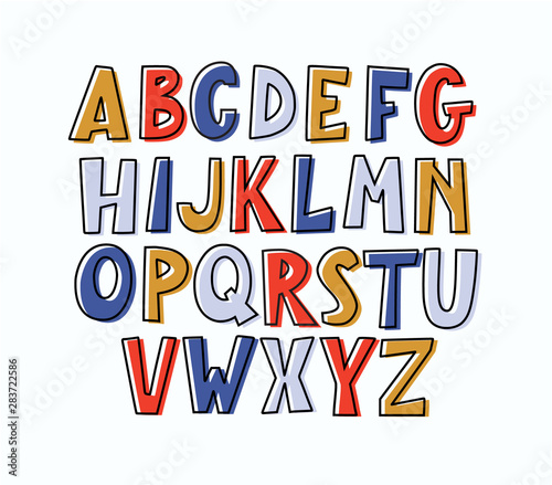 Fun modern hand-drawn bulky doodle uppercase alphabet.