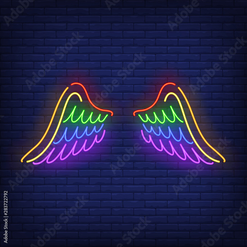 Wings with LGBT colors neon sign