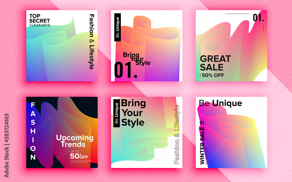 Set of sale banner template design. Vector illustration.