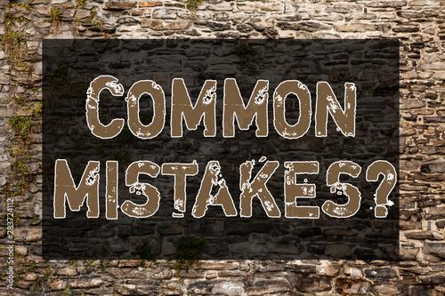 Handwriting text writing Common Mistakes question. Conceptual photo repeat act or judgement misguided or wrong Brick Wall art like Graffiti motivational call written on the wall