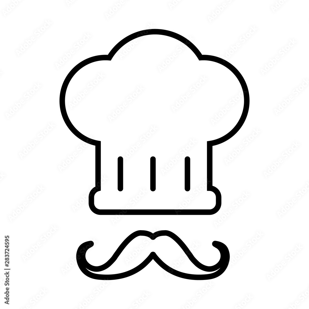 Chef cap line icon, logo isolated on white background Chef cap line icon, logo isolated on white background