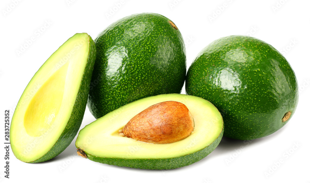 fresh avocado with slices isolated a on white background fresh avocado with slices isolated a on white background