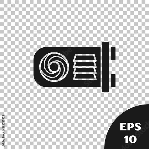 Black Mining farm icon isolated on transparent background. Cryptocurrency mining, blockchain technology, bitcoin, digital money market, wallet. Vector Illustration