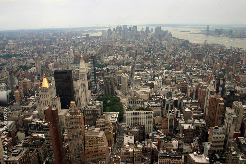 Fototapeta premium Manhattan in der Vogelperspektive in Richtung Battery Park