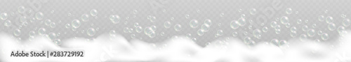 Bath foam with bubbles isolated on transparent background.