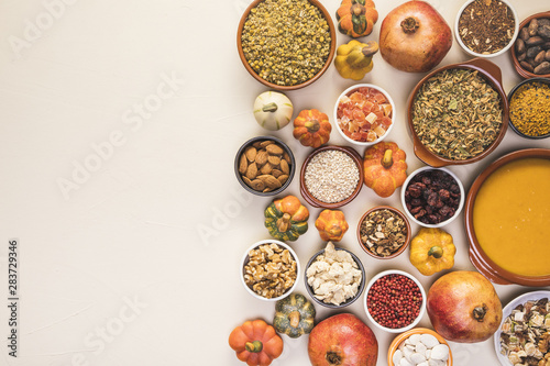 Flat lay food arrangement with copy-space