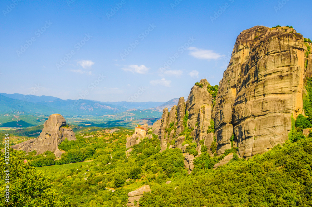 landscape in mountains in Meteora Greece