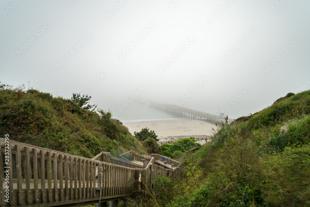 View of Long Wooden Stairs descending to the Beach