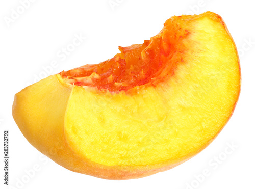 peach fruit slices isolated on white background