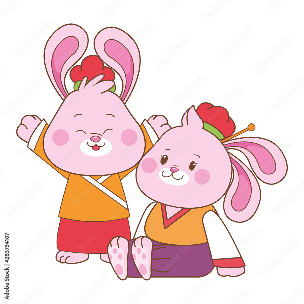 Rabbits in mid autumn festival cartoons Rabbits in mid autumn festival cartoons