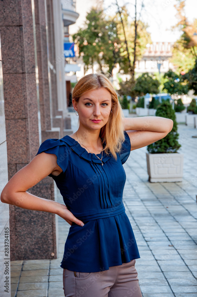 Beautiful Caucasian Blonde Girl Posing Outdoors Beautiful Caucasian Blonde Girl Posing Outdoors