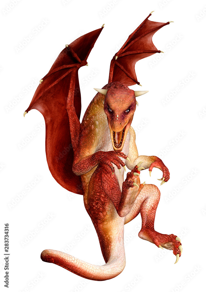 Fototapeta premium 3D Rendering Fairy Tale Dragon on White