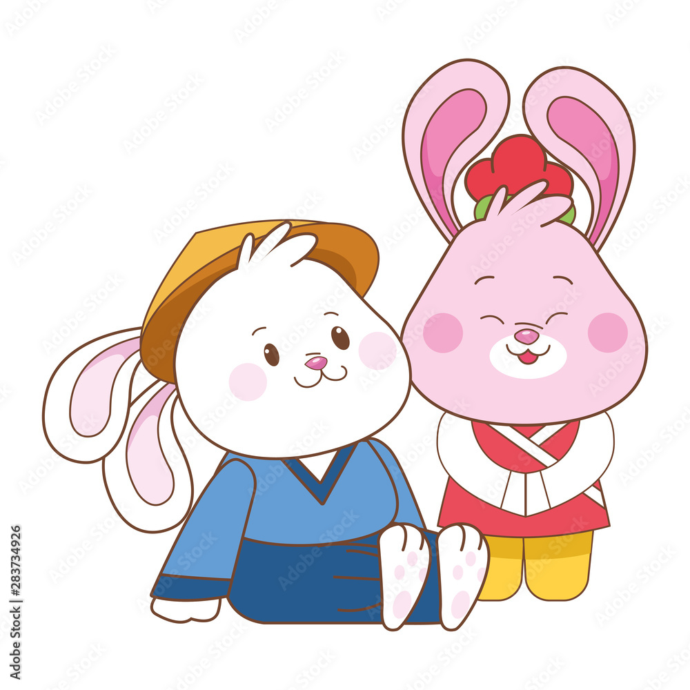 Rabbits in mid autumn festival cartoons Rabbits in mid autumn festival cartoons