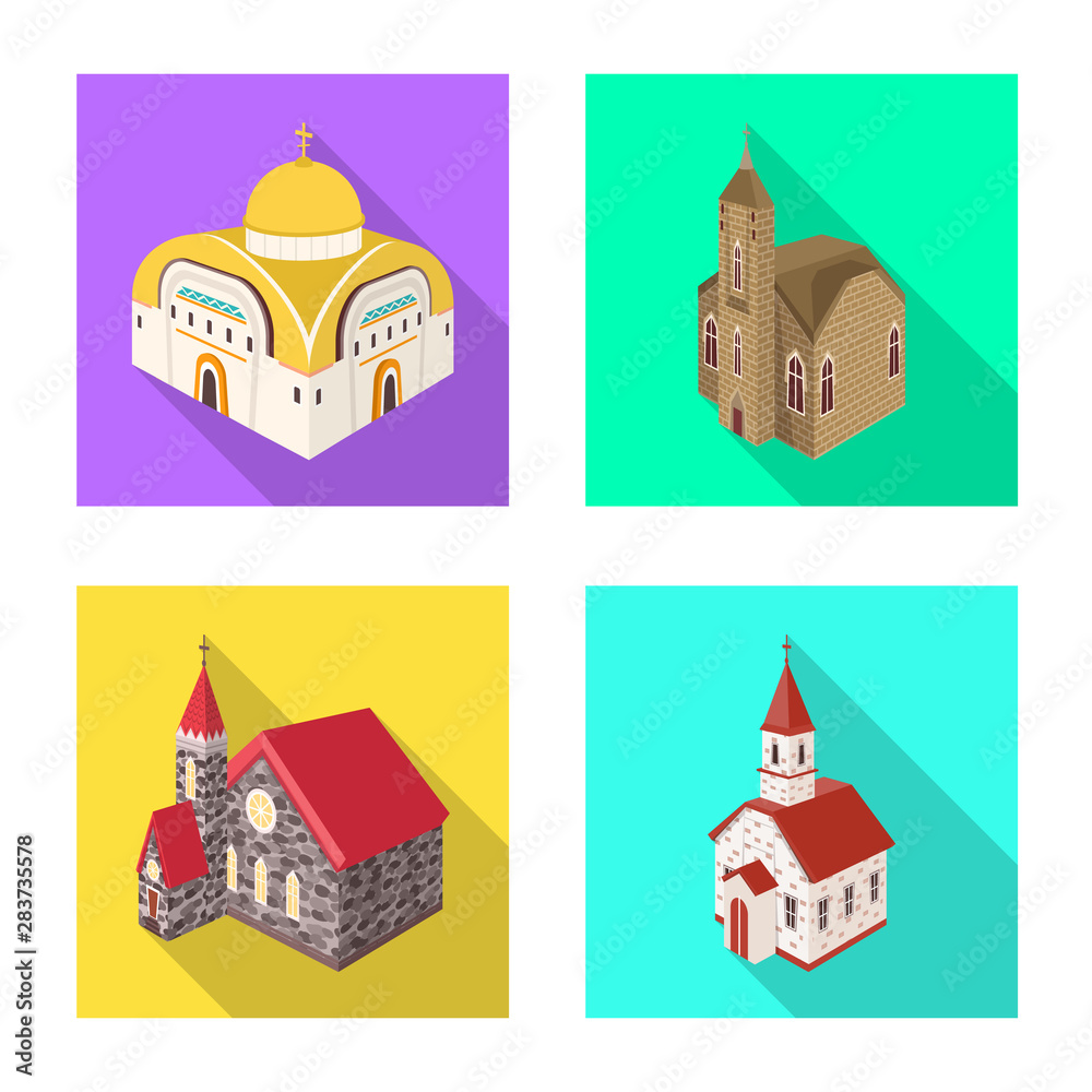 Vector illustration of temple and historic sign. Collection of temple and faith vector icon for stock.