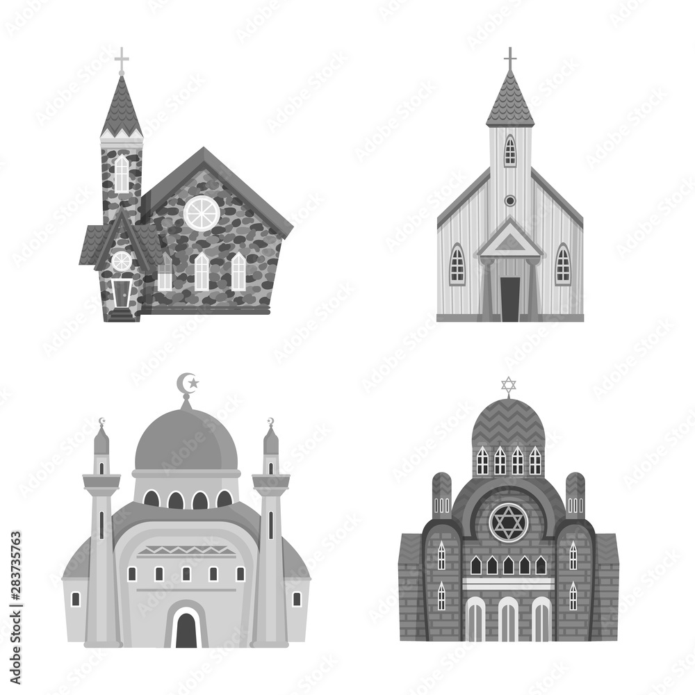Vector illustration of architecture and faith logo. Set of architecture and traditional vector icon for stock.
