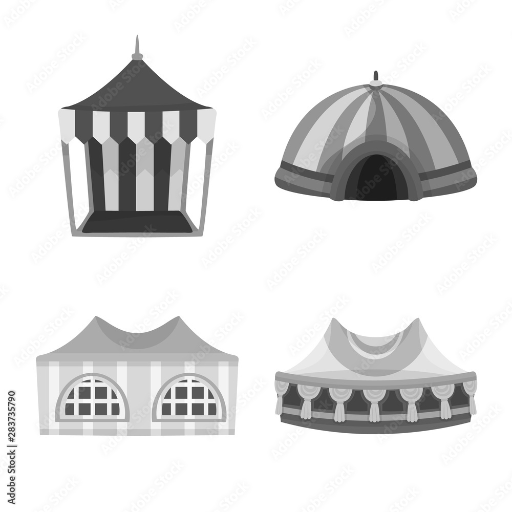Vector illustration of outdoor and architecture symbol. Collection of outdoor and shelter stock vector illustration.