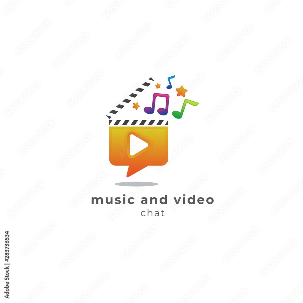 music and video chat logo vector icon ilustration