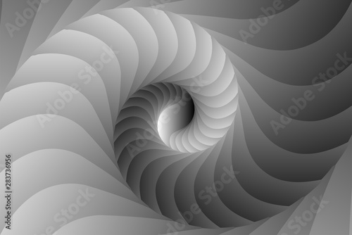 Infinite geometry fractal background of black and white spiral jigsaw puzzle