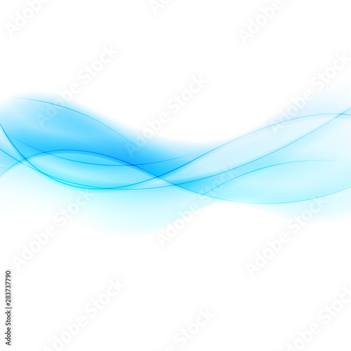 Abstract blue liquid flowing elegant waves graphic design. Smooth silk wavy shiny background. Vector illustration © saicle