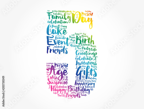 Happy 5th birthday word cloud collage concept