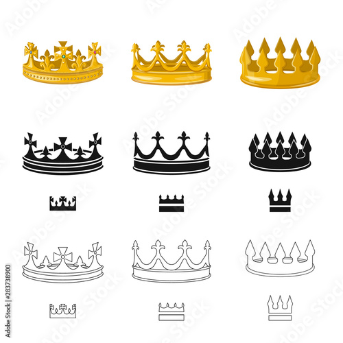 Vector illustration of medieval and nobility sign. Collection of medieval and monarchy stock symbol for web.