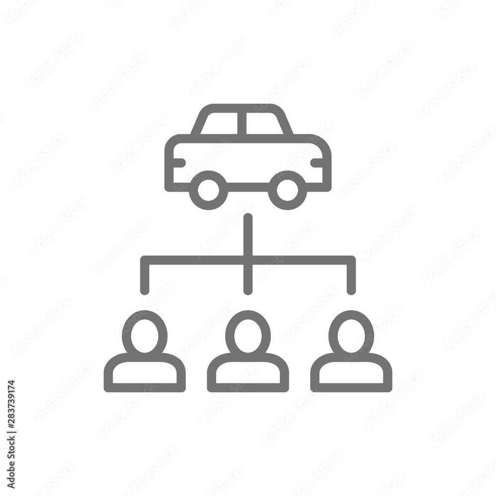 Vector car sharing service, carsharing line icon. Vector car sharing service, carsharing line icon.