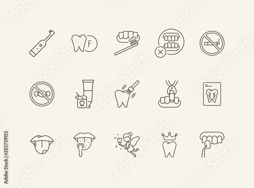 Tooth line icon set