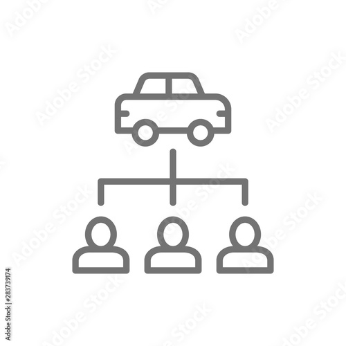 Vector car sharing service, carsharing line icon.