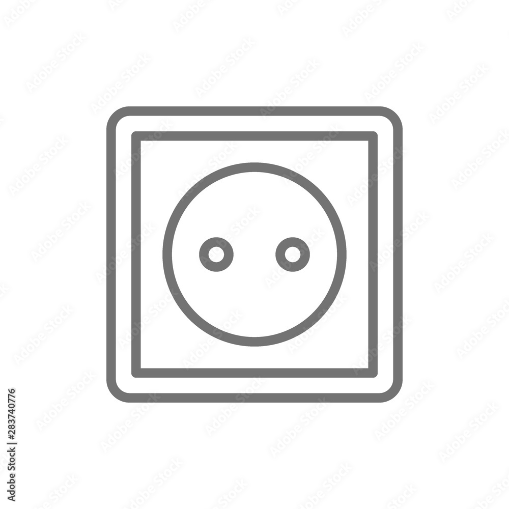 European power socket line icon. Isolated on white background