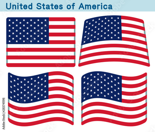 「アメリカの国旗」4個の形のアイコンデザイン
