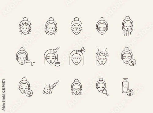 Face line icon set